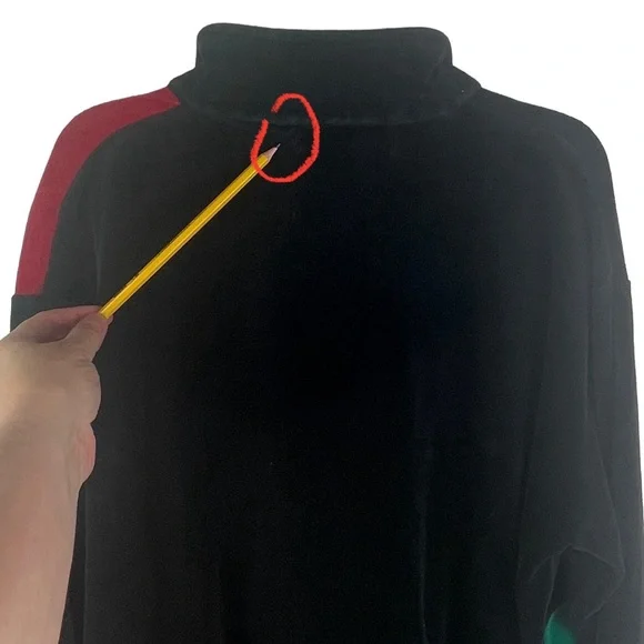 Vintage Retro 80's/90's Velvety Velour Color Block 3/4 Zip Pullover Sweatshirt - Picture 12 of 14